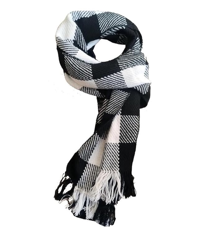 Black & White Checkered Wool Scarf